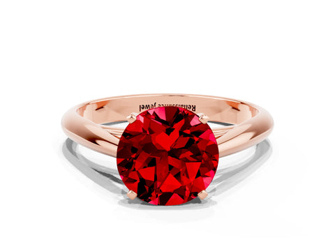 Rose gold Round Cut Ruby Solitaire Engagement Ring with Cathedral Setting and Four-Prong Mount_12
