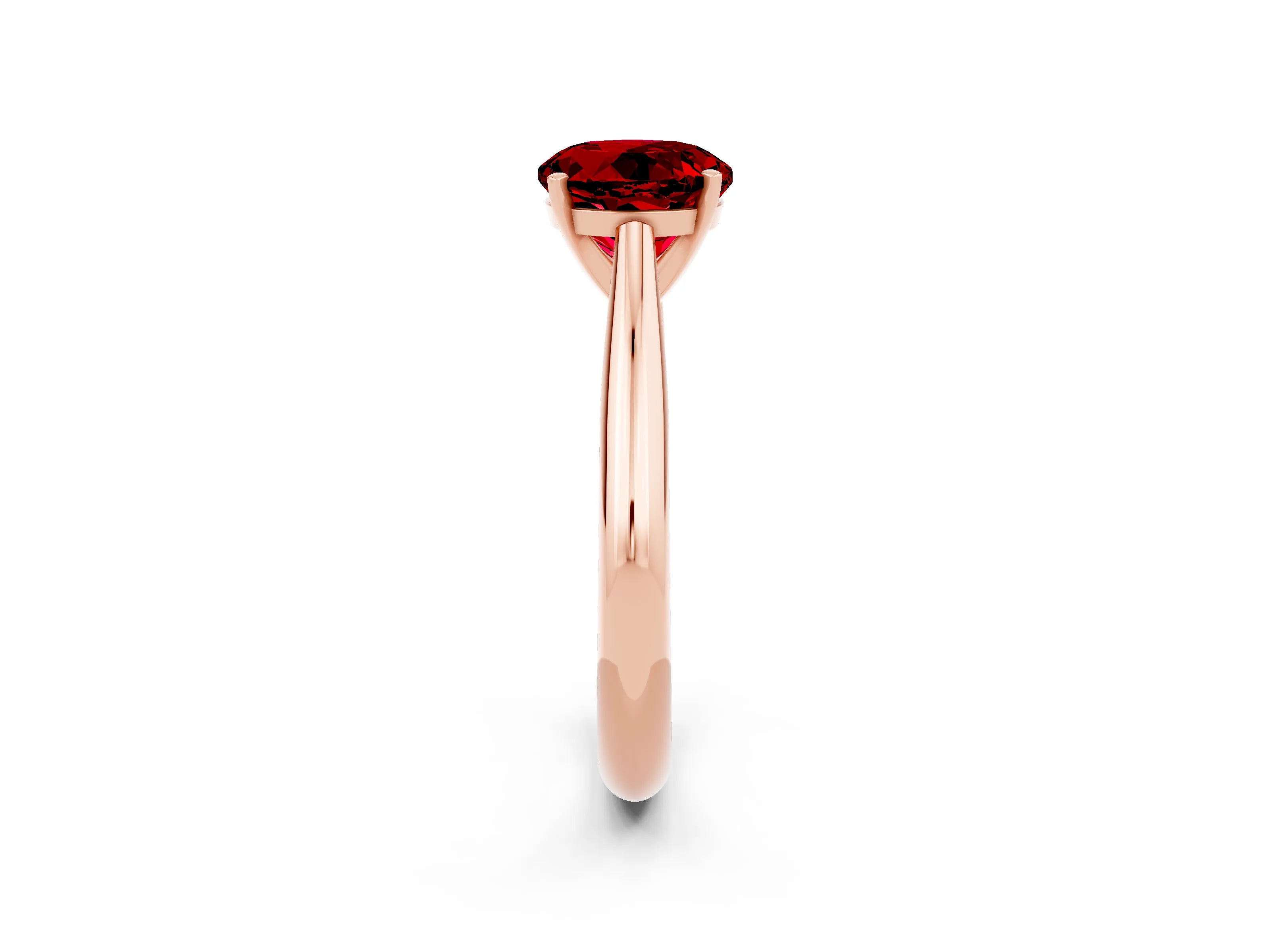Rose gold Round Cut Ruby Solitaire Engagement Ring with Cathedral Setting and Four-Prong Mount_14