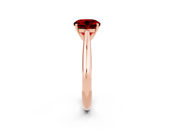 Rose gold Round Cut Ruby Solitaire Engagement Ring with Cathedral Setting and Four-Prong Mount