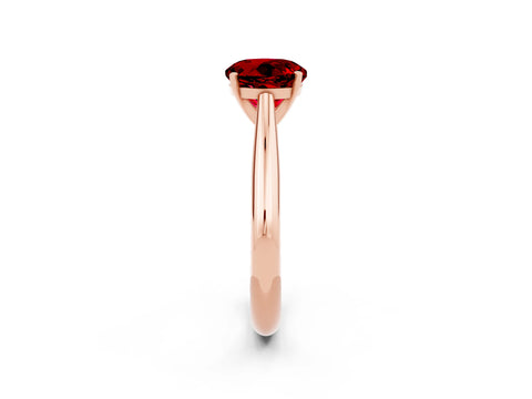 Rose gold Round Cut Ruby Solitaire Engagement Ring with Cathedral Setting and Four-Prong Mount_14