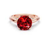 Rose gold Round Cut Ruby Solitaire Engagement Ring with Cathedral Setting and Four-Prong Mount_24