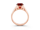 Rose gold Round Cut Ruby Solitaire Engagement Ring with Cathedral Setting and Four-Prong Mount_27