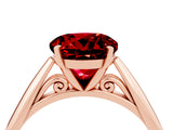 Rose gold Round Cut Ruby Solitaire Engagement Ring with Cathedral Setting and Four-Prong Mount_28