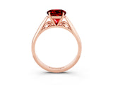 Rose gold Round Cut Ruby Solitaire Engagement Ring with Cathedral Setting and Four-Prong Mount_33