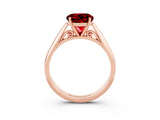 Rose gold Round Cut Ruby Solitaire Engagement Ring with Cathedral Setting and Four-Prong Mount_69
