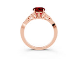 Rose gold Round Cut Ruby Solitaire Engagement Ring with Celtic Knot Band and Four-Prong Setting_3