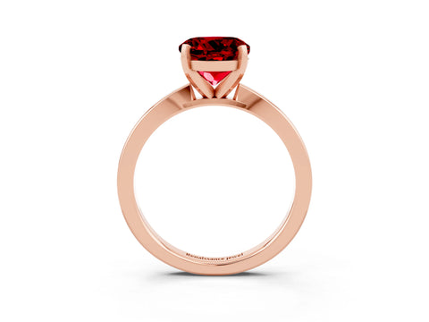 Rose gold Round Cut Ruby Solitaire Engagement Ring with Classic Band and Four-Prong Setting_27
