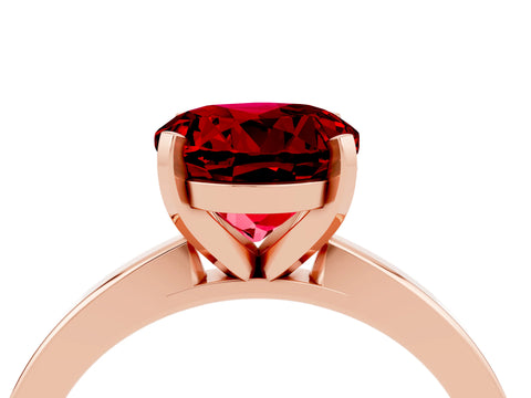 Rose gold Round Cut Ruby Solitaire Engagement Ring with Classic Band and Four-Prong Setting_28