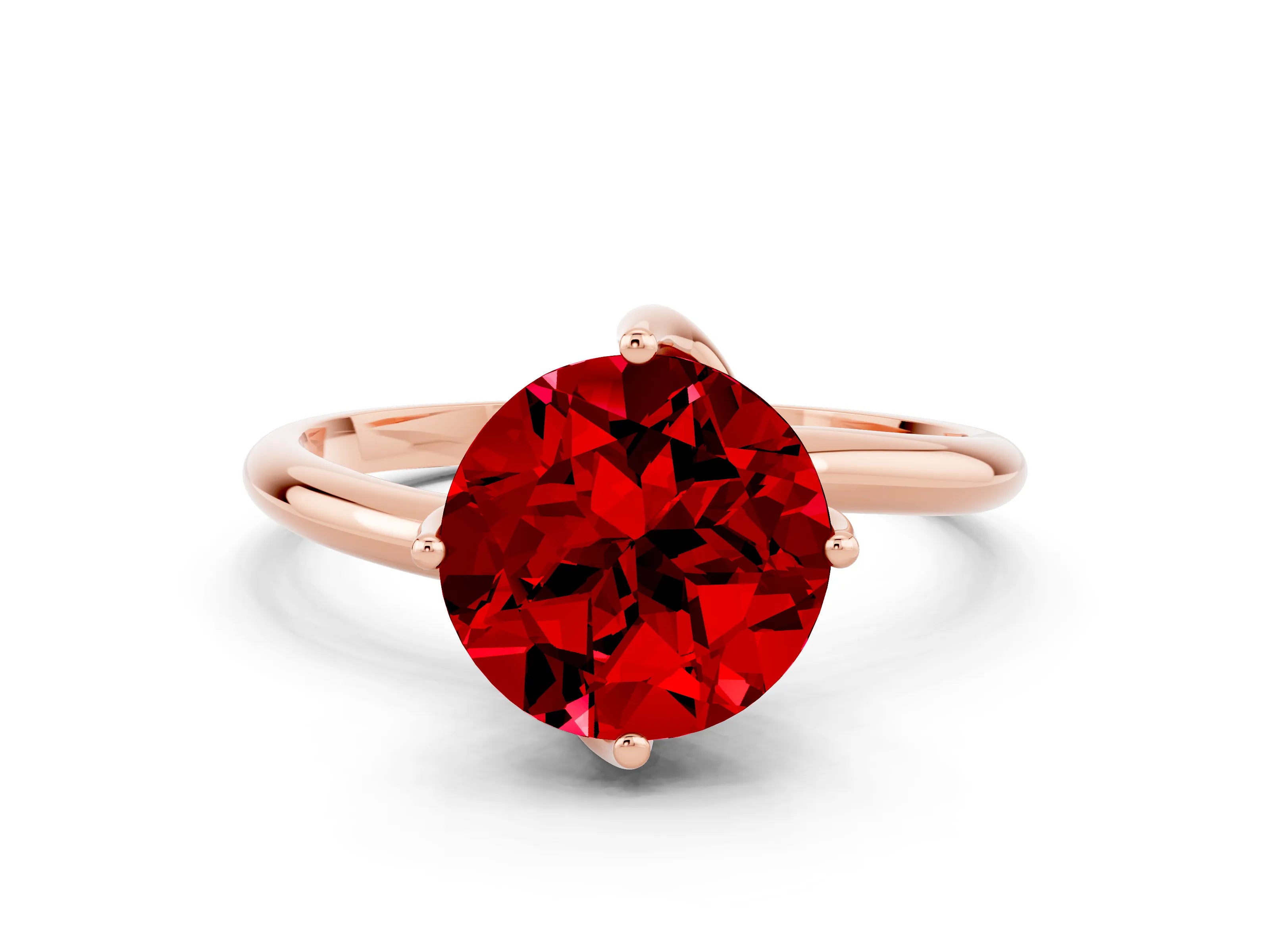 Rose gold Round Cut Ruby Solitaire Engagement Ring with Four-Prong Setting and Classic Band_12