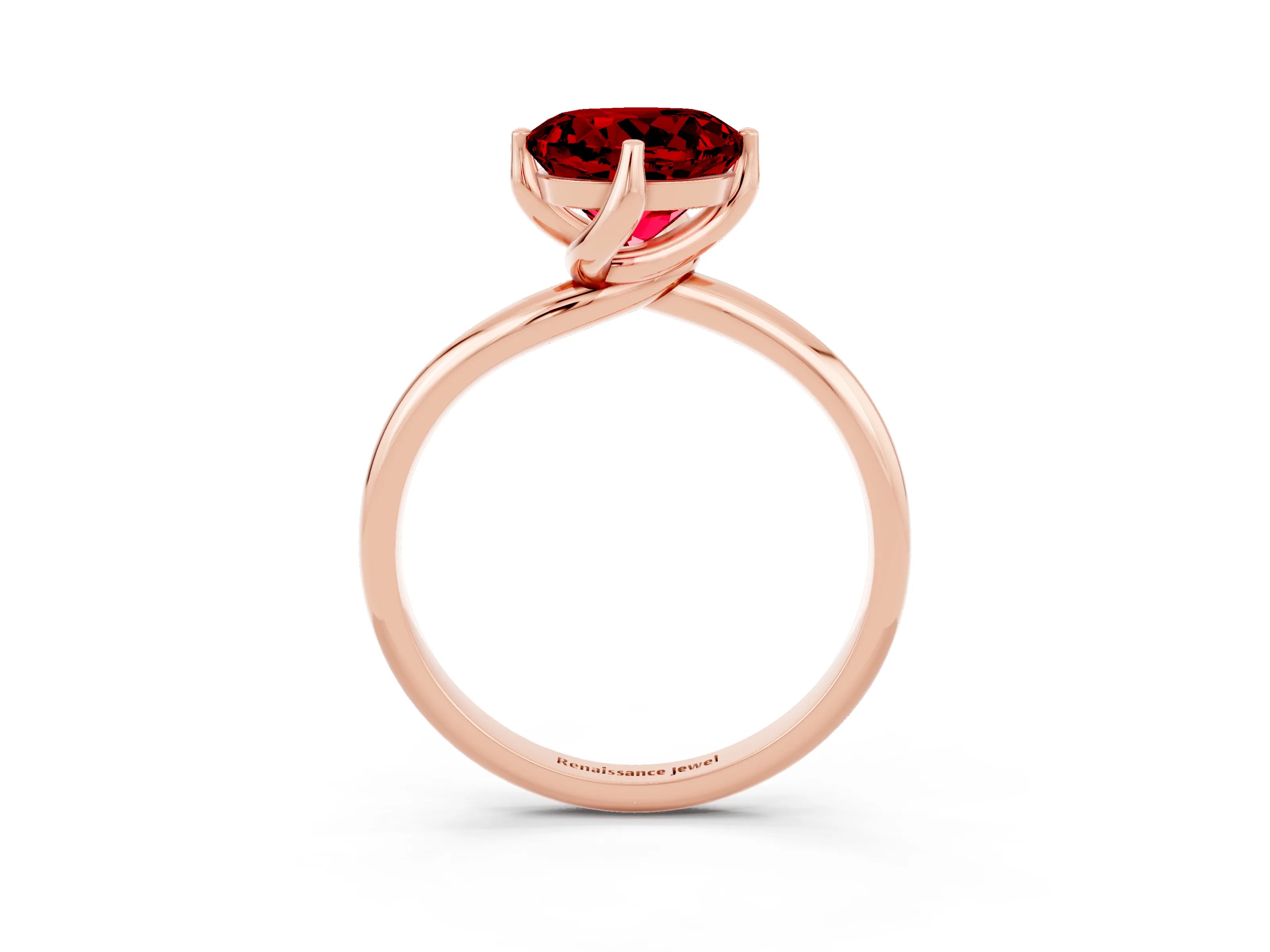 Rose gold Round Cut Ruby Solitaire Engagement Ring with Four-Prong Setting and Classic Band_15