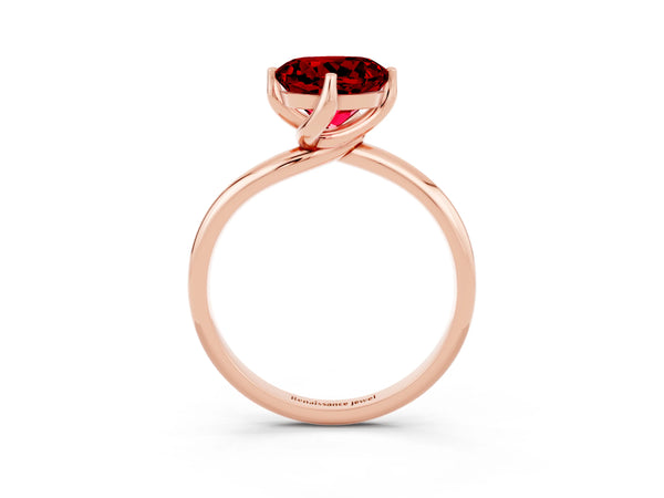 Rose gold Round Cut Ruby Solitaire Engagement Ring with Four-Prong Setting and Classic Band