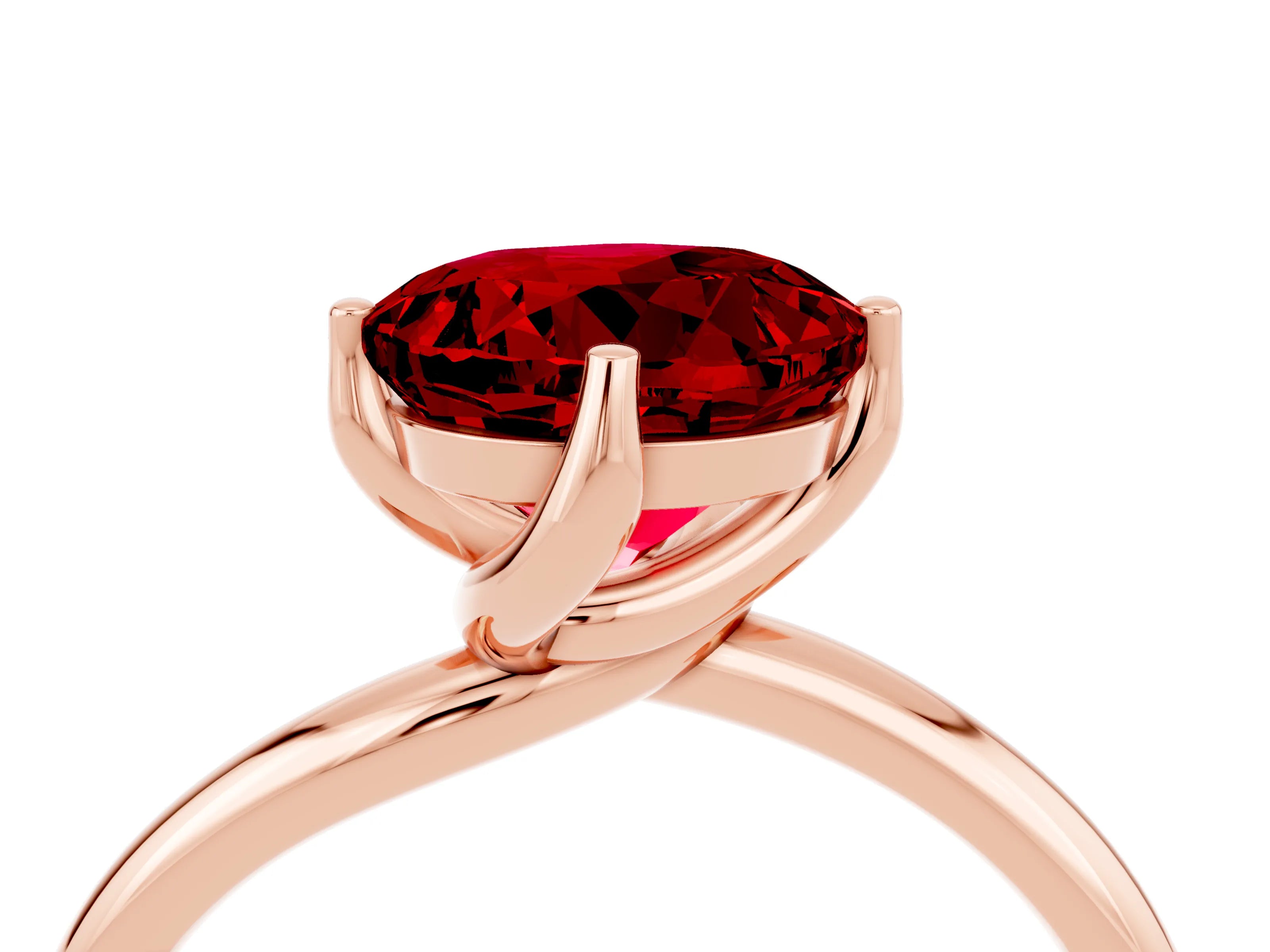 Rose gold Round Cut Ruby Solitaire Engagement Ring with Four-Prong Setting and Classic Band_16