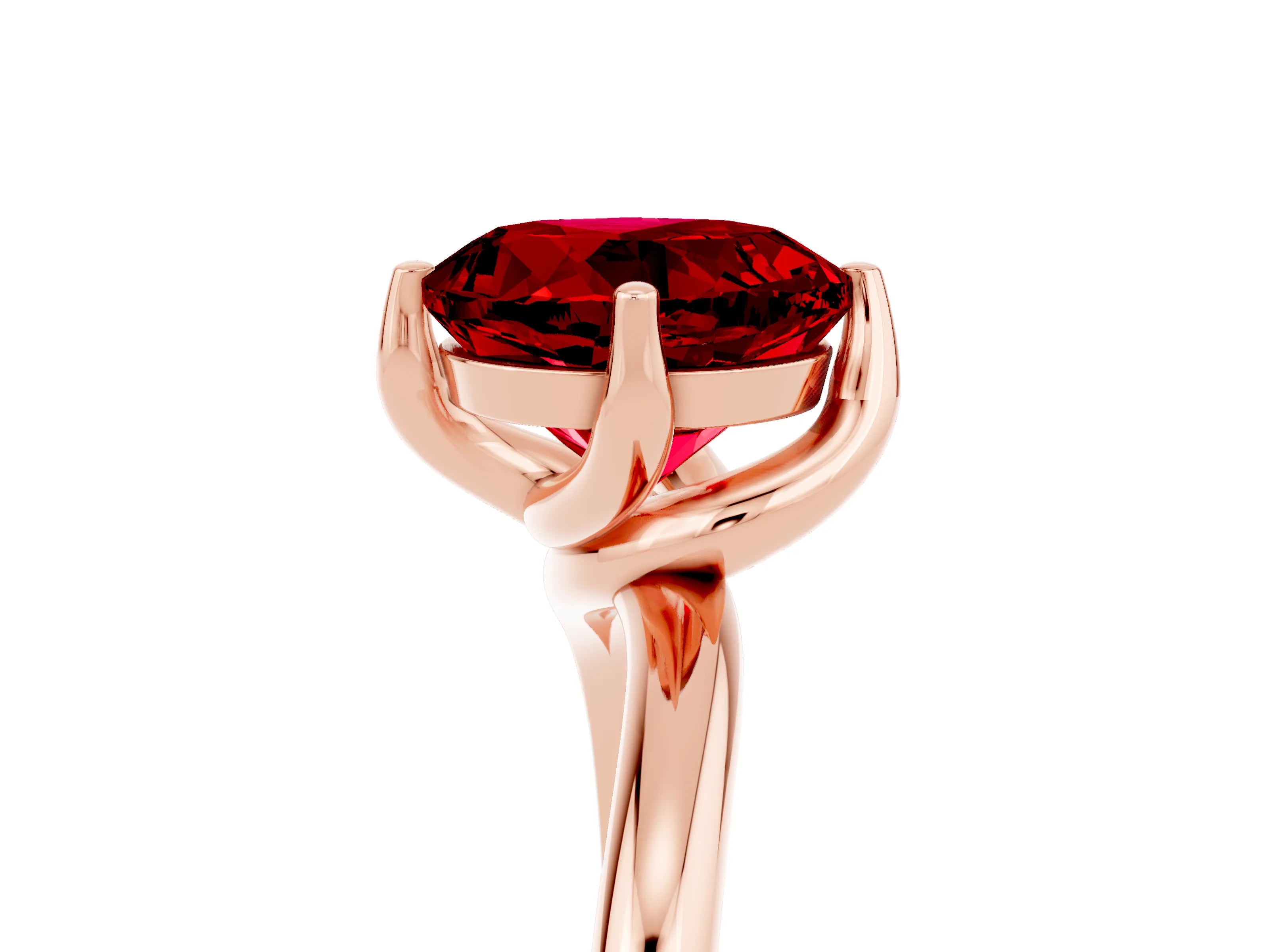 Rose gold Round Cut Ruby Solitaire Engagement Ring with Four-Prong Setting and Classic Band_17