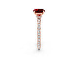 Rose gold Round Cut Ruby Solitaire Engagement Ring with Pavé Band and Four-Prong Setting_2