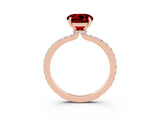 Rose gold Round Cut Ruby Solitaire Engagement Ring with Pavé Band and Four-Prong Setting_3