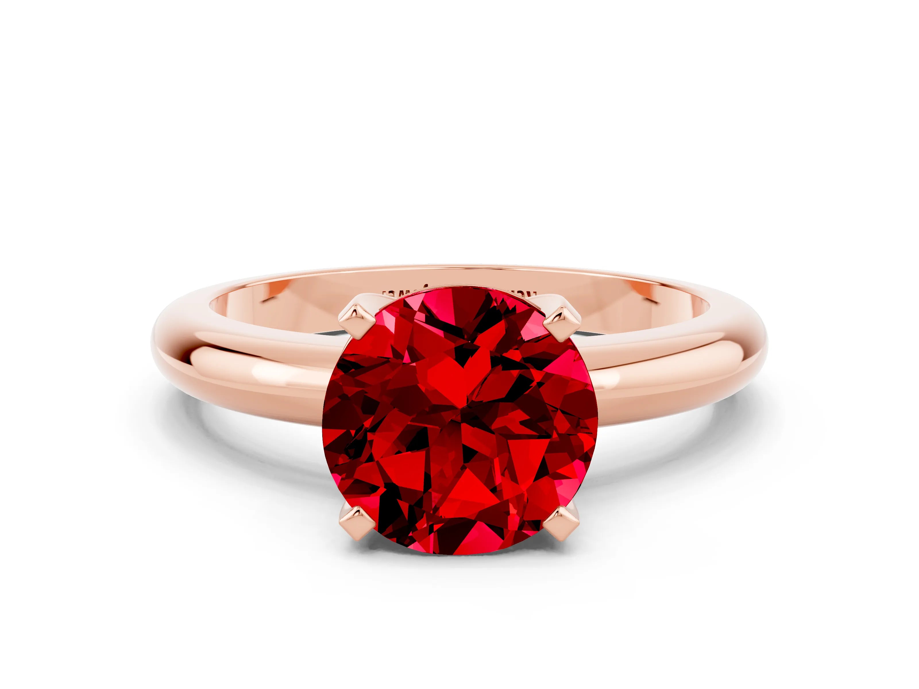 Rose gold Round Cut Ruby Solitaire Engagement Ring with Round Band and Four-Prong Setting