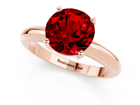 Rose gold Round Cut Ruby Solitaire Engagement Ring with Round Band and Four-Prong Setting_1