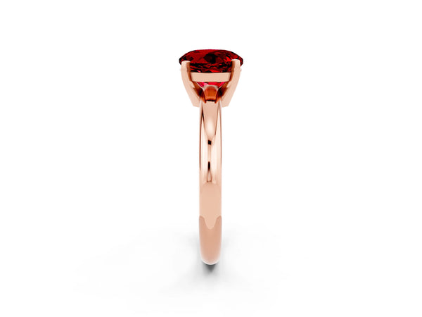 Rose gold Round Cut Ruby Solitaire Engagement Ring with Round Band and Four-Prong Setting