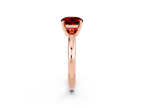 Rose gold Round Cut Ruby Solitaire Engagement Ring with Round Band and Four-Prong Setting_2
