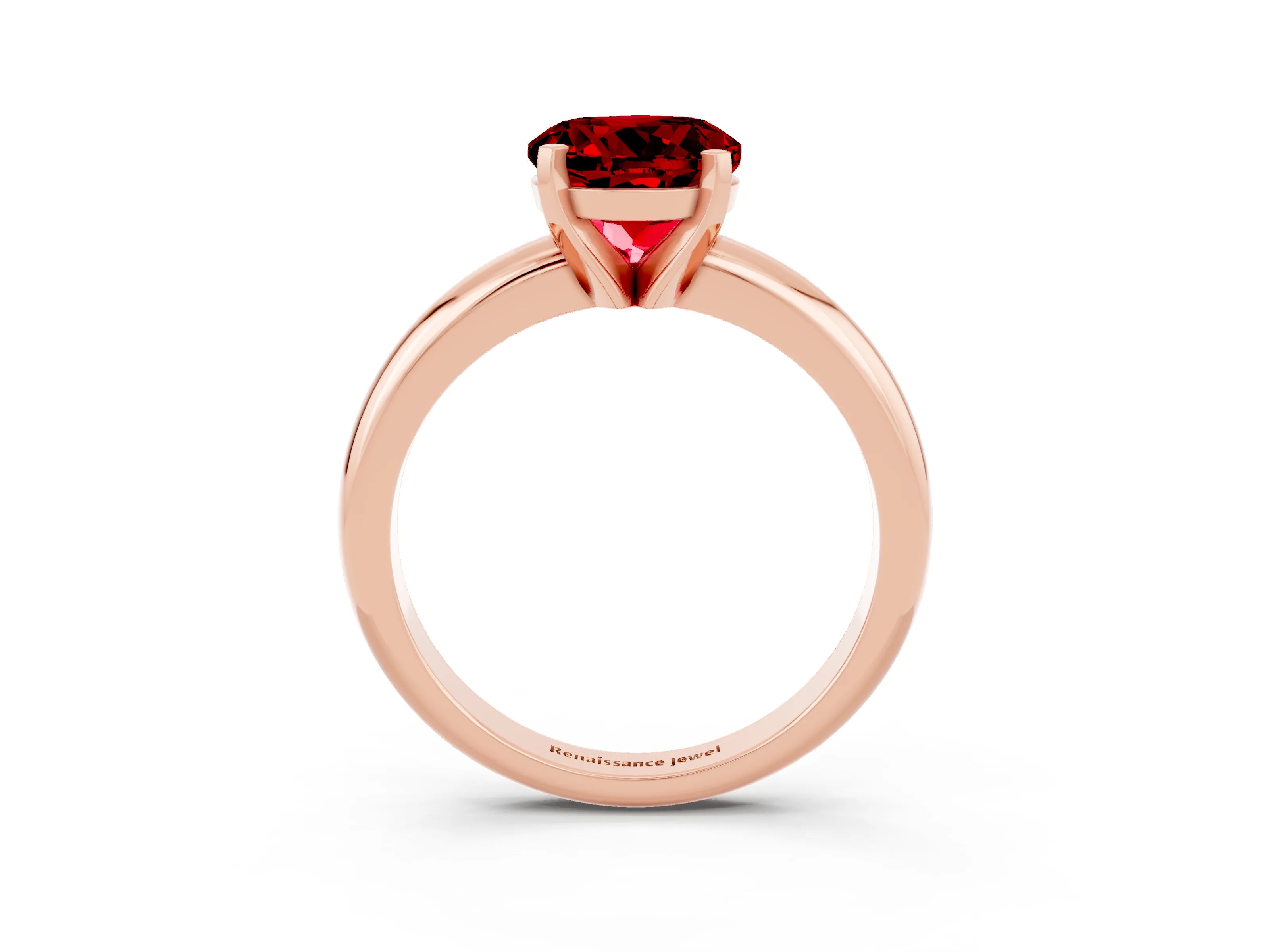 Rose gold Round Cut Ruby Solitaire Engagement Ring with Round Band and Four-Prong Setting_3