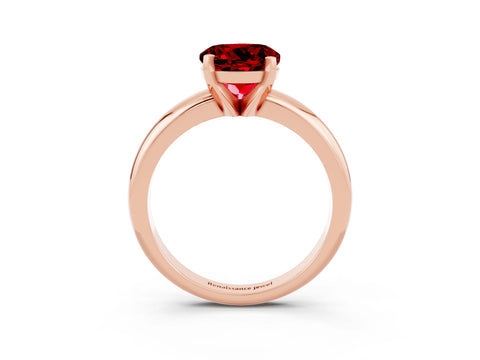 Rose gold Round Cut Ruby Solitaire Engagement Ring with Round Band and Four-Prong Setting_3