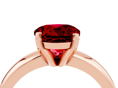 Rose gold Round Cut Ruby Solitaire Engagement Ring with Round Band and Four-Prong Setting_4