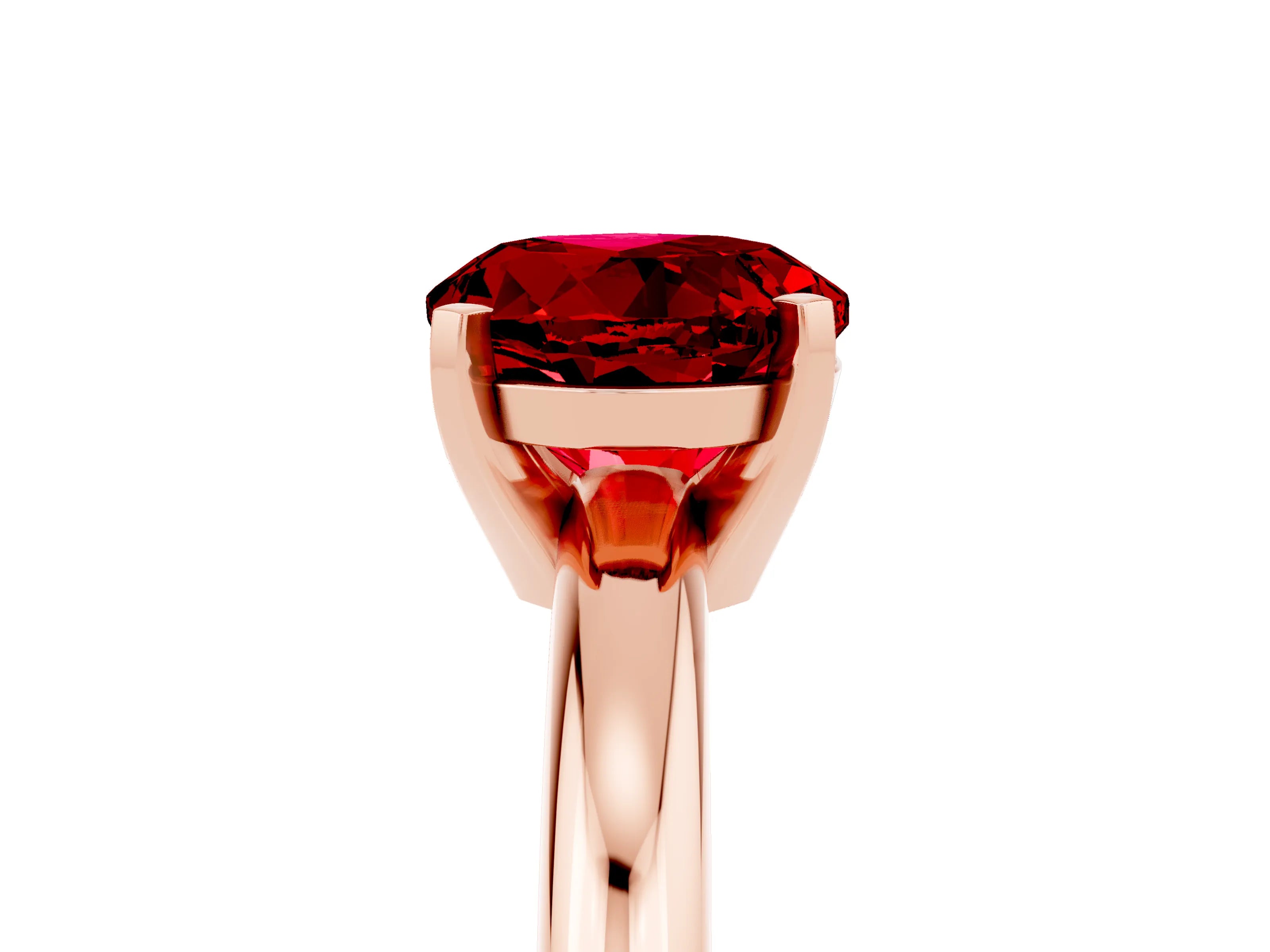 Rose gold Round Cut Ruby Solitaire Engagement Ring with Round Band and Four-Prong Setting_5