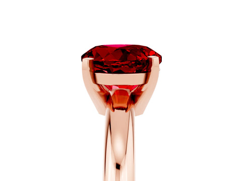 Rose gold Round Cut Ruby Solitaire Engagement Ring with Round Band and Four-Prong Setting_5