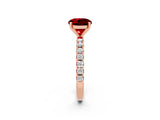 Rose gold Round Cut Ruby Solitaire Pavé Band with Four-Prong Setting_2