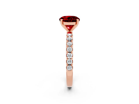 Rose gold Round Cut Ruby Solitaire Pavé Band with Four-Prong Setting_2