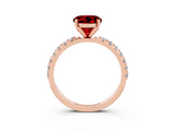 Rose gold Round Cut Ruby Solitaire Pavé Band with Four-Prong Setting_3