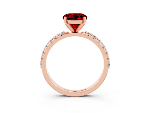 Rose gold Round Cut Ruby Solitaire Pavé Band with Four-Prong Setting_3