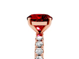 Rose gold Round Cut Ruby Solitaire Pavé Band with Four-Prong Setting_5