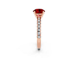 Rose gold Round Cut Ruby Solitaire Pavé Engagement Ring with Round Band and Prong Setting_14