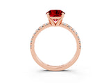Rose gold Round Cut Ruby Solitaire Pavé Engagement Ring with Round Band and Prong Setting_15