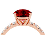 Rose gold Round Cut Ruby Solitaire Pavé Engagement Ring with Round Band and Prong Setting_16