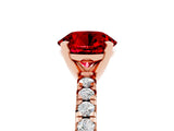 Rose gold Round Cut Ruby Solitaire Pavé Engagement Ring with Round Band and Prong Setting_17