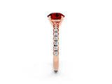 Rose gold Round Cut Ruby Solitaire Pavé Engagement Ring with Round Band and Prong Setting_68