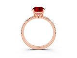 Rose gold Round Cut Ruby Solitaire Pavé Engagement Ring with Round Band and Prong Setting_69