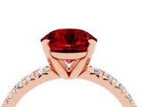 Rose gold Round Cut Ruby Solitaire Pavé Engagement Ring with Round Band and Prong Setting_70