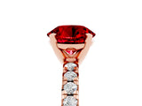 Rose gold Round Cut Ruby Solitaire Pavé Engagement Ring with Round Band and Prong Setting_71