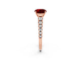 Rose gold Round Cut Ruby Solitaire Ring with Cathedral Setting and Pavé Band_2