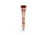 Rose gold Round Cut Ruby Solitaire Ring with Filigree Band and Four-Prong Setting_26