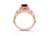 Rose gold Round Cut Ruby Solitaire Ring with Filigree Band and Four-Prong Setting_27