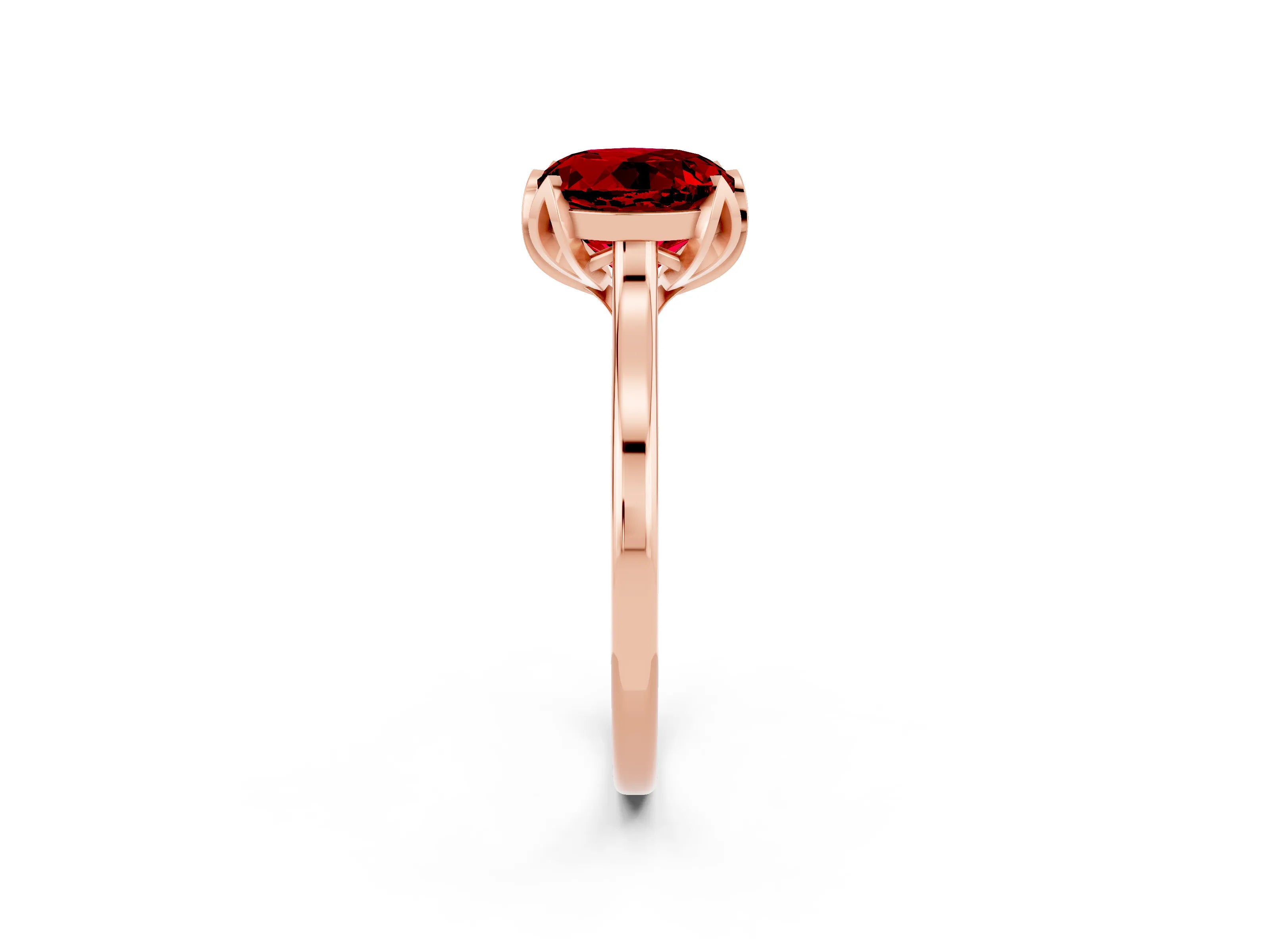 Rose gold Round Cut Ruby Solitaire Ring with Flower Prong Setting and Classic Band_14