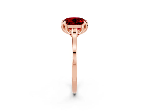 Rose gold Round Cut Ruby Solitaire Ring with Flower Prong Setting and Classic Band_14