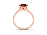 Rose gold Round Cut Ruby Solitaire Ring with Flower Prong Setting and Classic Band_15