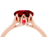 Rose gold Round Cut Ruby Solitaire Ring with Flower Prong Setting and Classic Band_16