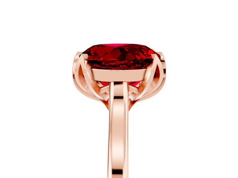 Rose gold Round Cut Ruby Solitaire Ring with Flower Prong Setting and Classic Band_17