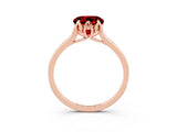 Rose gold Round Cut Ruby Solitaire Ring with Flower Prong Setting and Classic Band_40